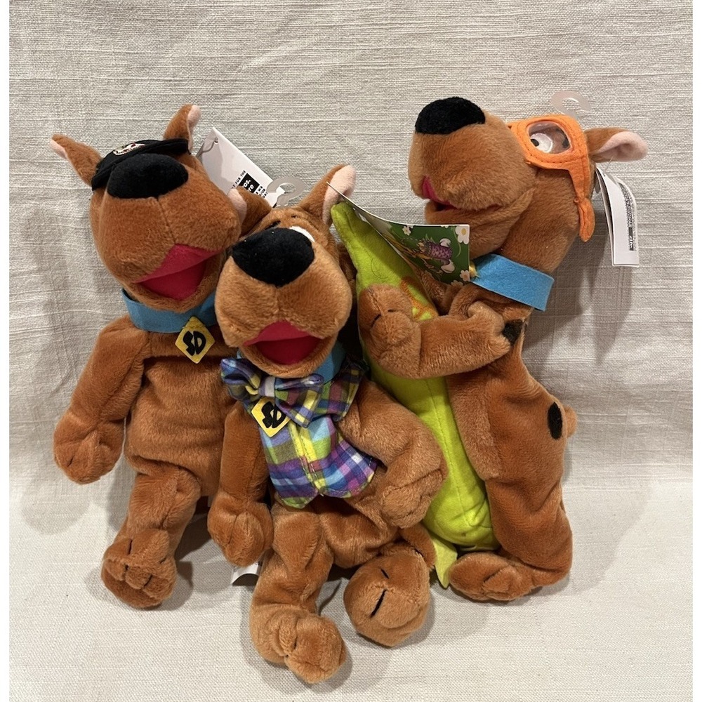SET OF 3 Warner Bros. Studio SURFIN' SCOOBY-DOO Bean Bag Plush w/mint tags‎ 1998